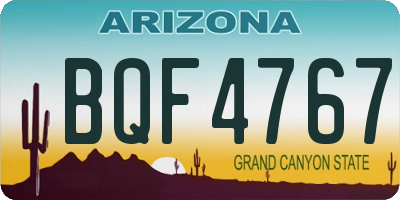 AZ license plate BQF4767