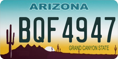 AZ license plate BQF4947