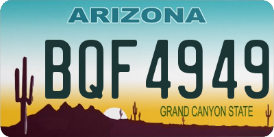AZ license plate BQF4949