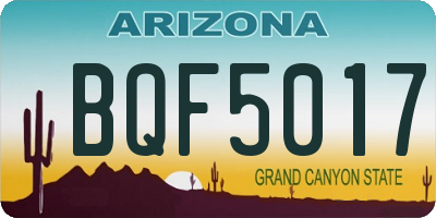 AZ license plate BQF5017