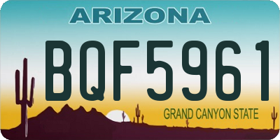 AZ license plate BQF5961