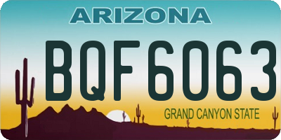 AZ license plate BQF6063