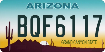 AZ license plate BQF6117