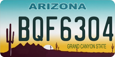 AZ license plate BQF6304