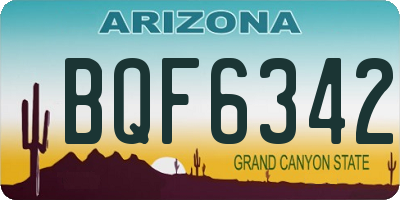 AZ license plate BQF6342