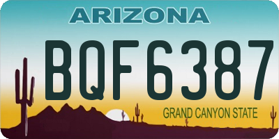 AZ license plate BQF6387