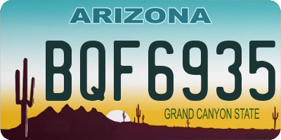 AZ license plate BQF6935