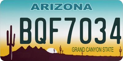 AZ license plate BQF7034