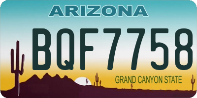 AZ license plate BQF7758