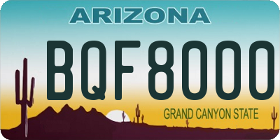 AZ license plate BQF8000
