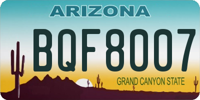 AZ license plate BQF8007