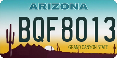AZ license plate BQF8013