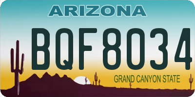 AZ license plate BQF8034