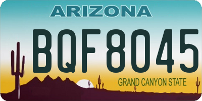 AZ license plate BQF8045