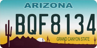 AZ license plate BQF8134