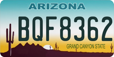 AZ license plate BQF8362