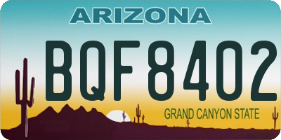 AZ license plate BQF8402