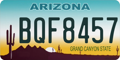 AZ license plate BQF8457