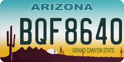 AZ license plate BQF8640