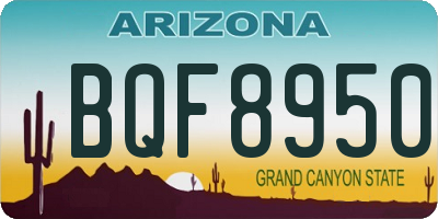 AZ license plate BQF8950