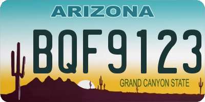 AZ license plate BQF9123