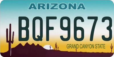 AZ license plate BQF9673