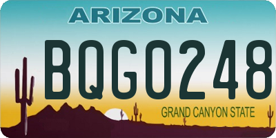 AZ license plate BQG0248
