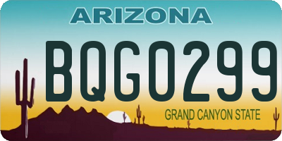 AZ license plate BQG0299