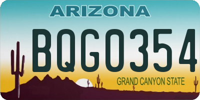 AZ license plate BQG0354