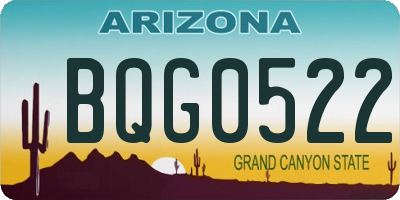 AZ license plate BQG0522