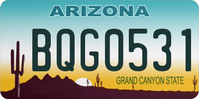 AZ license plate BQG0531