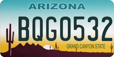 AZ license plate BQG0532