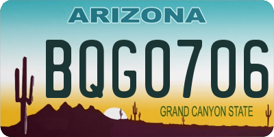 AZ license plate BQG0706