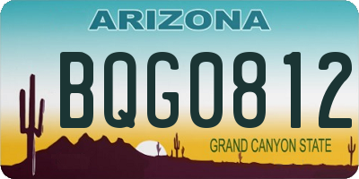 AZ license plate BQG0812