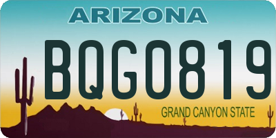 AZ license plate BQG0819
