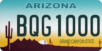 AZ license plate BQG1000