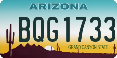 AZ license plate BQG1733