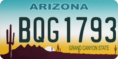 AZ license plate BQG1793