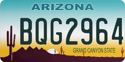 AZ license plate BQG2964