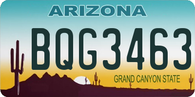 AZ license plate BQG3463