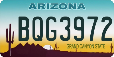AZ license plate BQG3972