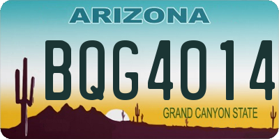 AZ license plate BQG4014