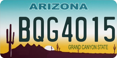 AZ license plate BQG4015
