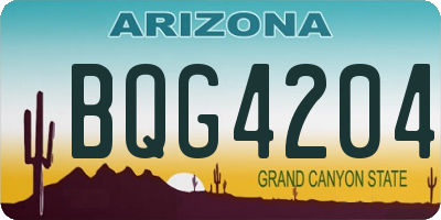 AZ license plate BQG4204