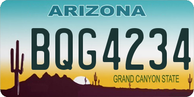 AZ license plate BQG4234