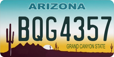 AZ license plate BQG4357