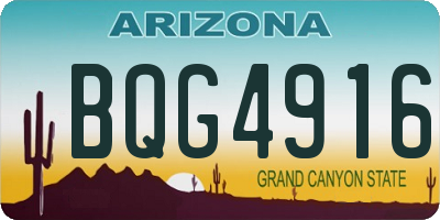AZ license plate BQG4916