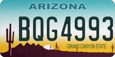 AZ license plate BQG4993