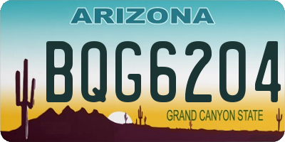 AZ license plate BQG6204