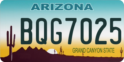 AZ license plate BQG7025